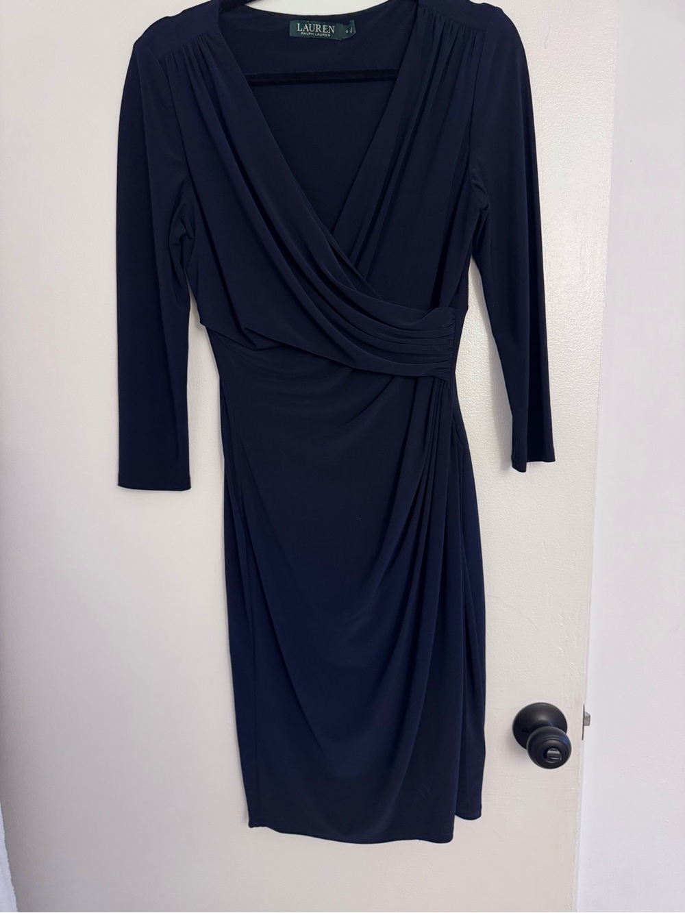Lauren Ralph Lauren Navy Rouched Dress